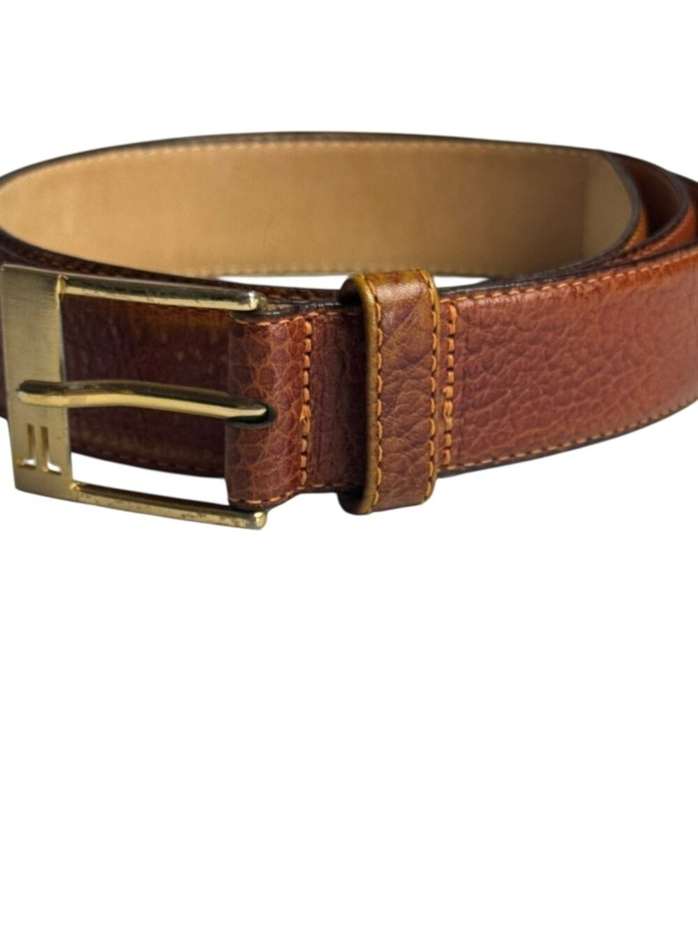 Lanvin Mens Genuine Glazed Cowhide Leather Belt Brown Size 36
